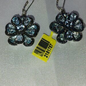 Electric blue topaz flower earrings in sterling silver